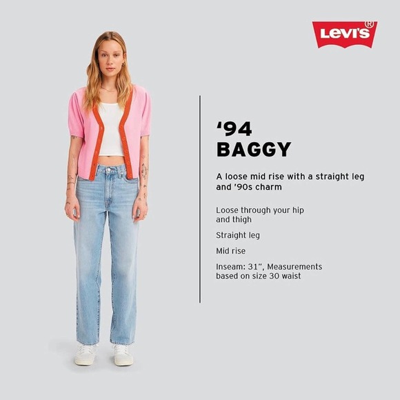 Levi’s 94 Baggy Jeans Acid Washed Green Retro 90’s Mid-Rise Straight… - Picture 6 of 6